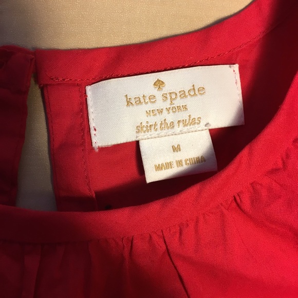 Red Kate spade shirt with ruffles on the side - Picture 2 of 3